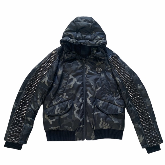 🎉HP 🎉 Philipp Plein Camo Studded Jacket - Picture 1 of 13